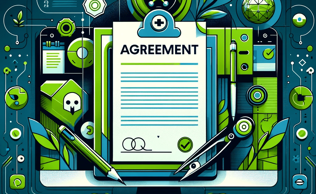 A digital illustration representing a Service Level Agreement for outsourced service desks