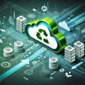 Cloud migration services illustration featuring data flow to a central cloud,