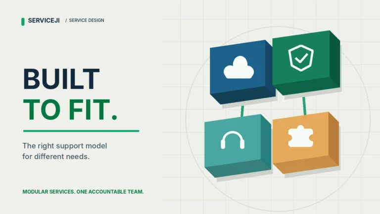 Modular editorial design illustrating tailored IT support services for different business needs